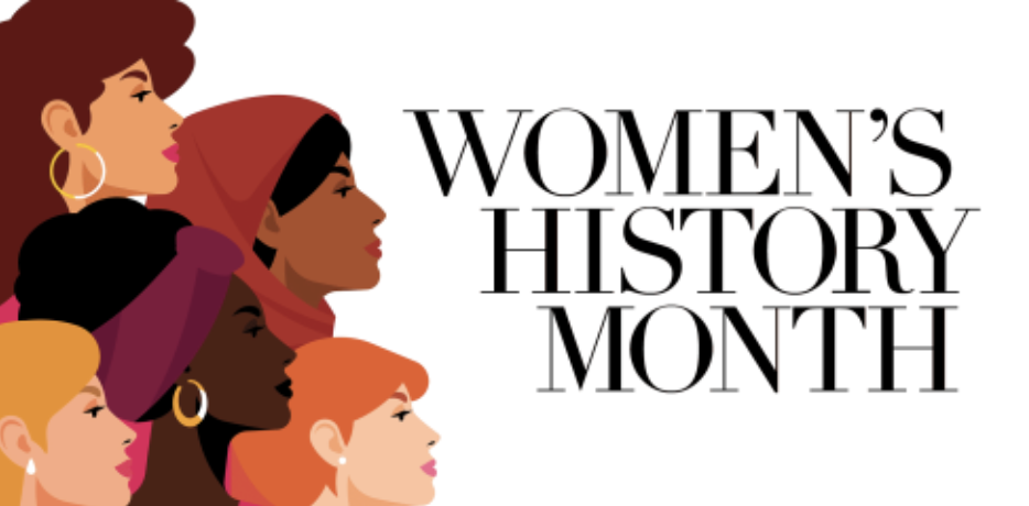 A banner recognizing Women’s History Month.